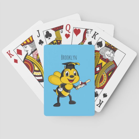 Happy cartoon bee afstuderen pokerkaarten (Achterkant)