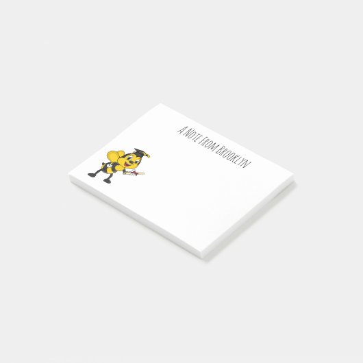 Happy cartoon bee afstuderen post-it® notes (Schuin)