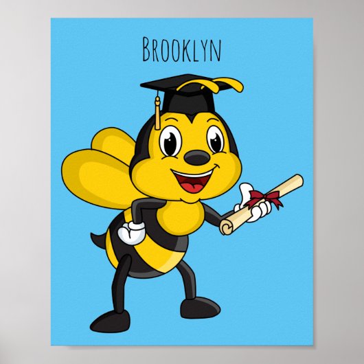 Happy cartoon bee afstuderen poster (Voorkant)