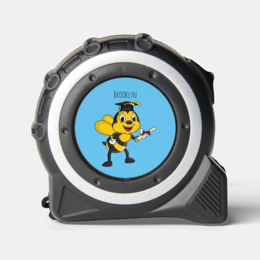 Happy cartoon bee afstuderen rolmaat (Voorkant)
