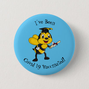 Happy cartoon bee afstuderen ronde button 5,7 cm