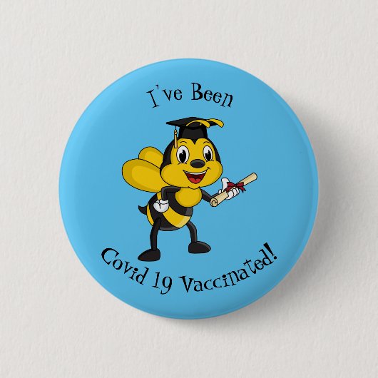 Happy cartoon bee afstuderen ronde button 5,7 cm (Voorkant)