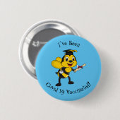Happy cartoon bee afstuderen ronde button 5,7 cm (Voorkant /achterkant)
