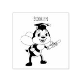 Happy cartoon bee afstuderen rubberstempel (Afrduk)