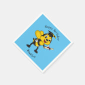 Happy cartoon bee afstuderen servet (Hoek)