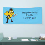 Happy cartoon bee afstuderen spandoek (Beurs)