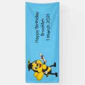 Happy cartoon bee afstuderen spandoek (Verticaal)