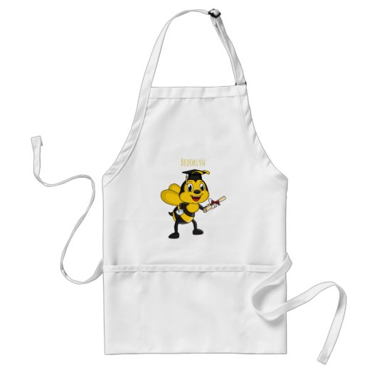 Happy cartoon bee afstuderen standaard schort (Voorkant)
