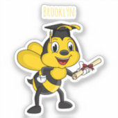 Happy cartoon bee afstuderen sticker (Voorkant)