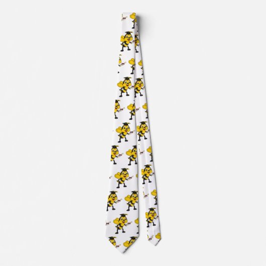Happy cartoon bee afstuderen stropdas (Voorkant)