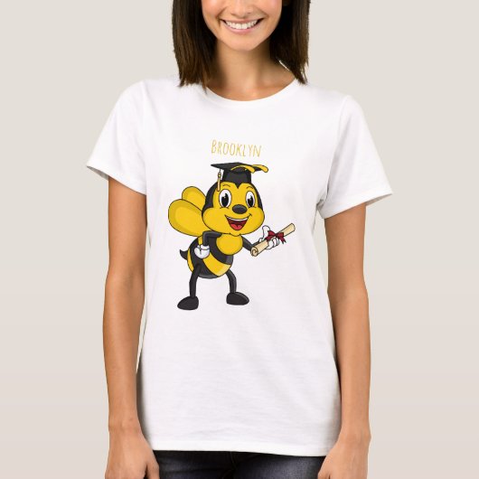 Happy cartoon bee afstuderen t-shirt (Voorkant)