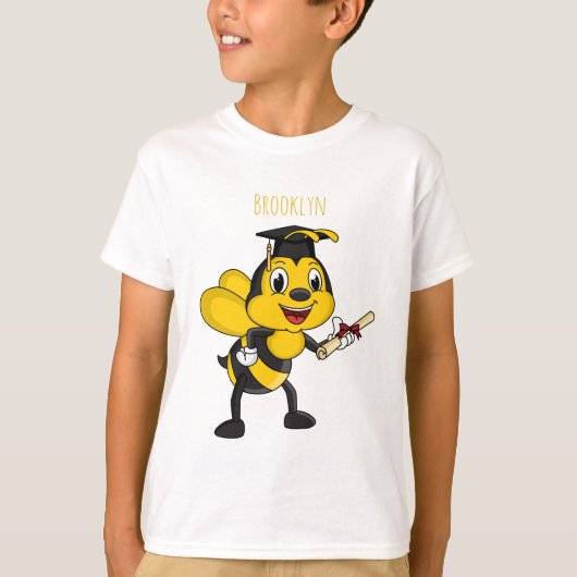 Happy cartoon bee afstuderen t-shirt (Voorkant)