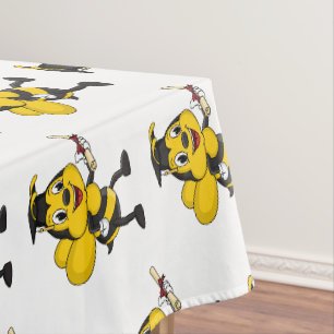 Happy cartoon bee afstuderen tafelkleed