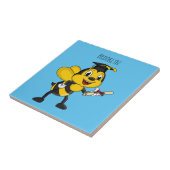 Happy cartoon bee afstuderen tegeltje (Zijkant)