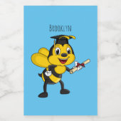 Happy cartoon bee afstuderen voedselcontainer etiket (Enkel label)