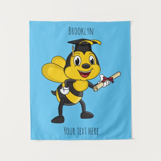 Happy cartoon bee afstuderen wandkleed (Voorkant)
