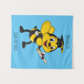 Happy cartoon bee afstuderen wandkleed (Voorkant (horizontaal))