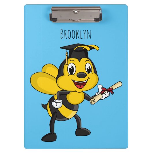 Happy cartoon bee graduation klembord (Voorkant)