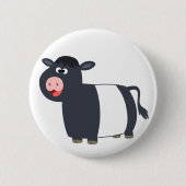 Happy Cartoon Belted Galloway Koe Button Badge (Voorkant)