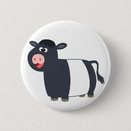 Happy Cartoon Belted Galloway Koe Button Badge