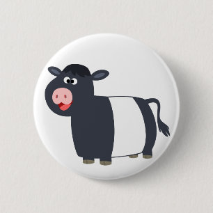 Happy Cartoon Belted Galloway Koe Button Badge