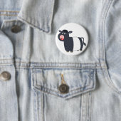 Happy Cartoon Belted Galloway Koe Button Badge (In situ)