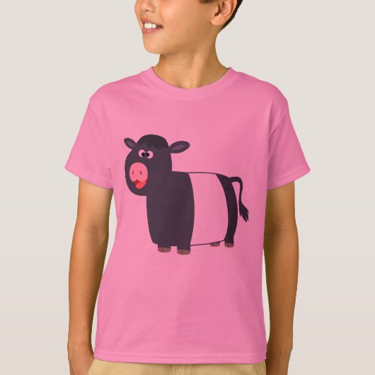 Happy Cartoon Belted Galloway Koe Kinder T-Shirt (Voorkant)
