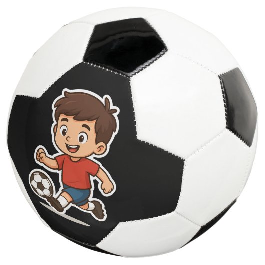 Happy Cartoon Boy aan het voetballen (Drie kwart)