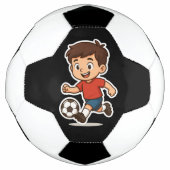 Happy Cartoon Boy aan het voetballen (Voorkant)