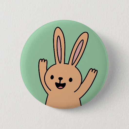 Happy Cartoon Bunny rabbit Ronde Button 5,7 Cm (Voorkant)