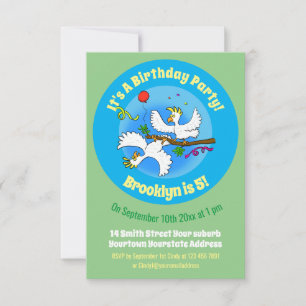 Happy cartoon cockatoeages-uitnodiging kaart