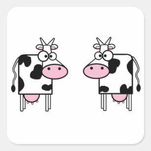 Happy Cartoon Cows Vierkante Sticker