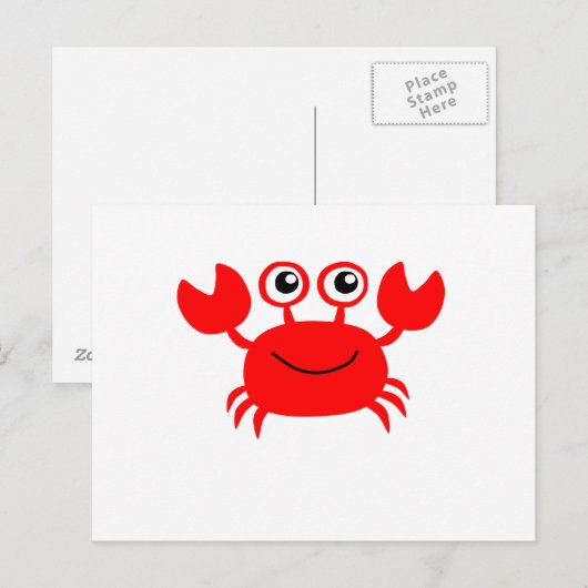 Happy Cartoon Crab Briefkaart (Voorkant / Achterkant)
