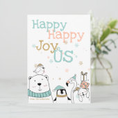 Happy Cartoon Critters Christmas Kaart (Staand voorkant)