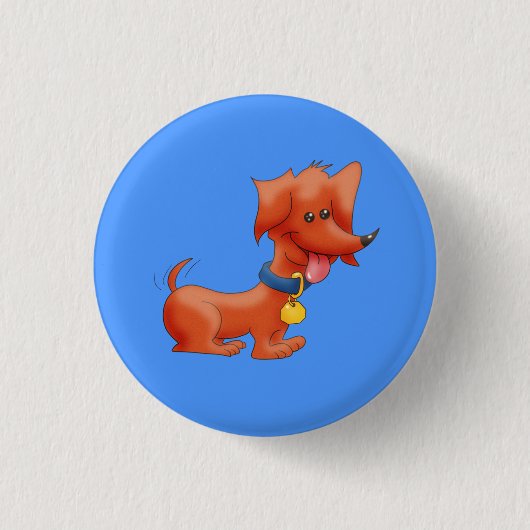 Happy Cartoon Dachshund Ronde Button 3,2 Cm (Voorkant)