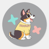 Happy Cartoon Dog Ronde Sticker (Voorkant)