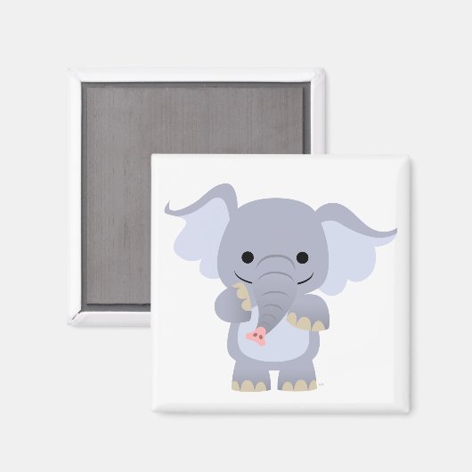 Happy Cartoon Elephant Magnet (Voorkant / Achterkant)