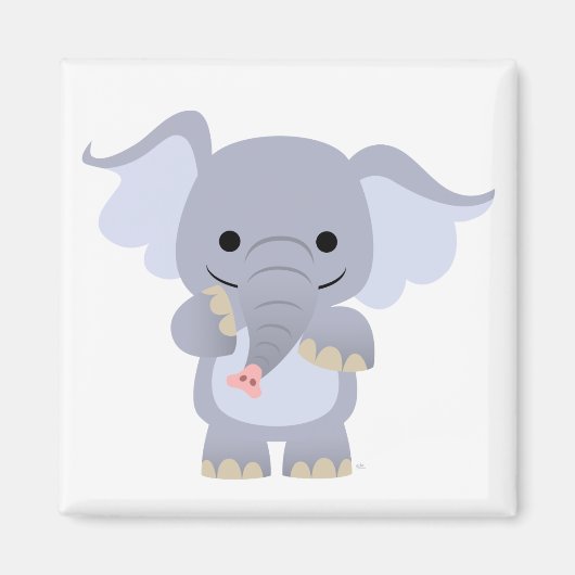 Happy Cartoon Elephant Magnet (Voorkant)