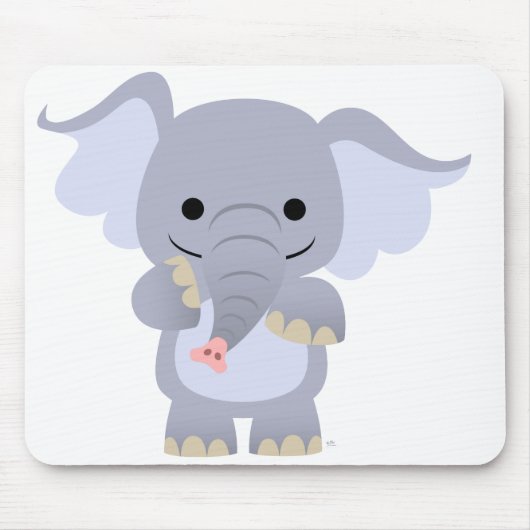 Happy Cartoon Elephant Mousepad Muismat (Voorkant)