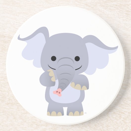Happy Cartoon Elephant Onderzetter (Voorkant)