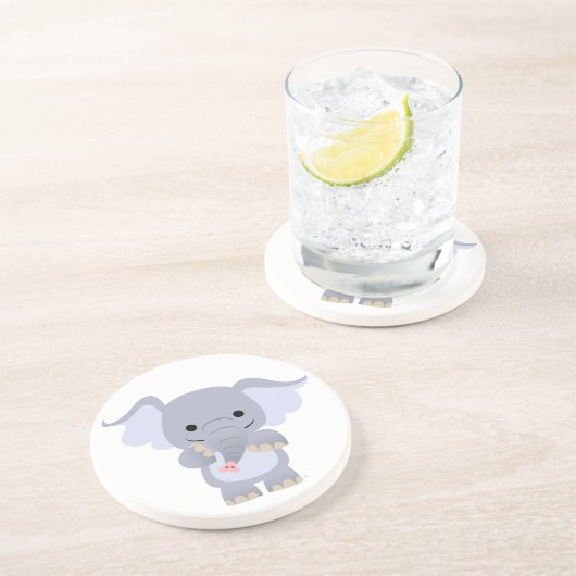 Happy Cartoon Elephant Onderzetter (Zijkant)
