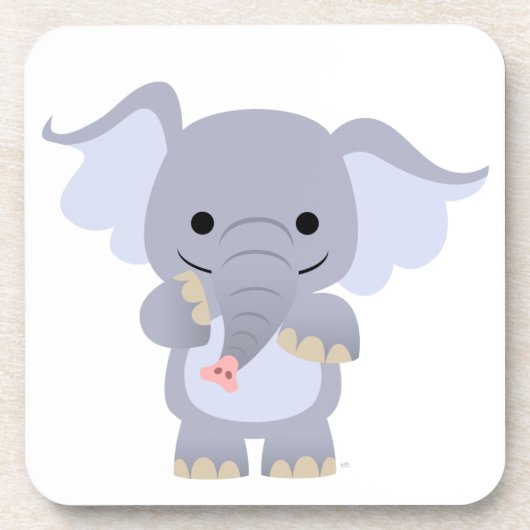 Happy Cartoon Elephant Onderzetter Set (Voorkant)