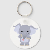 Happy Cartoon Elephant Sleutelhanger (Voorkant)