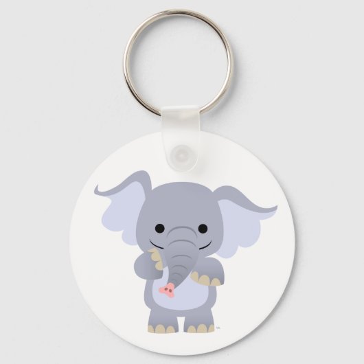 Happy Cartoon Elephant Sleutelhanger (Voorkant)