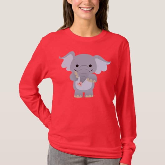 Happy Cartoon Elephant Women T-shirt (Voorkant)