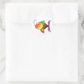 Happy Cartoon Fish Ronde Sticker (Tas)