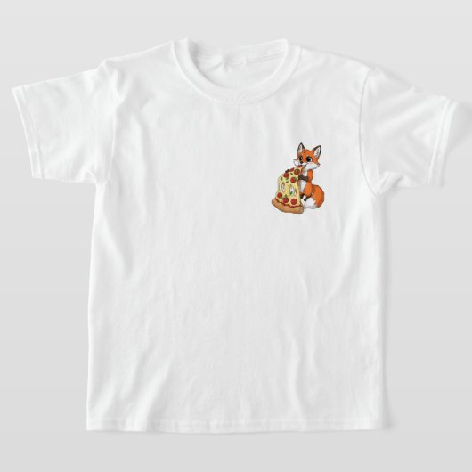 Happy Cartoon Fox Eating Giant Cheesy Pizza T-shirt (Laagn)