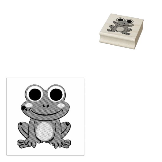 Happy Cartoon Frog Rubberstempel (Gestempeld)