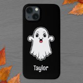 Happy Cartoon Ghost met  naam Zwart Case-Mate iPhone Case