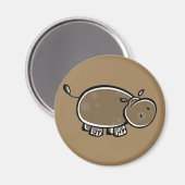 Happy Cartoon Hippo Magneet (Voorkant / Achterkant)
